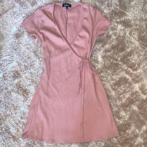NWOT Lulus Love You Madly Ribbed Faux Wrap Mini Dress